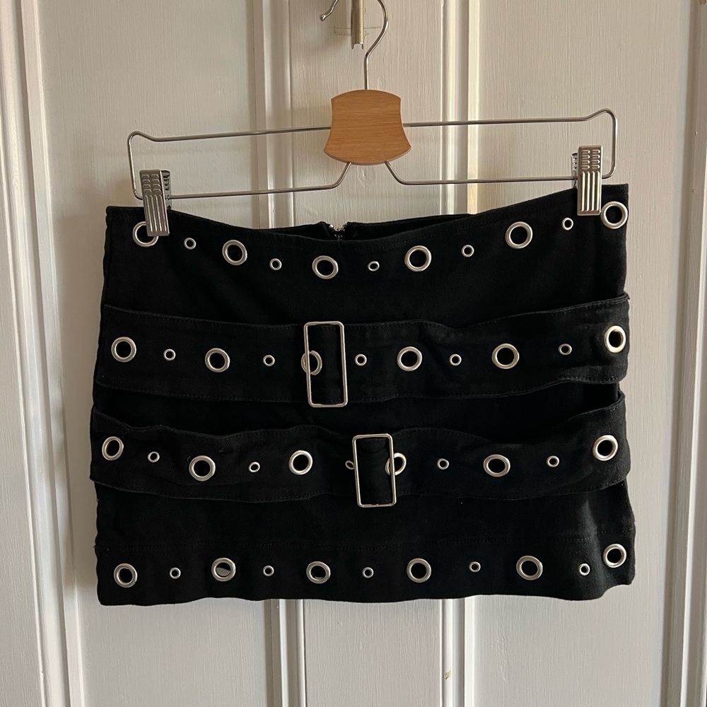 Edikted Black Grommet Belted Skirt WMs Size MD